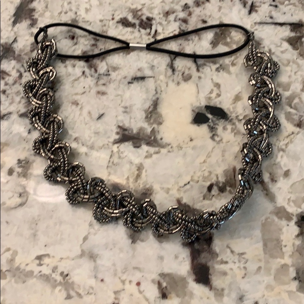 Stretchy dark gray beaded hairband